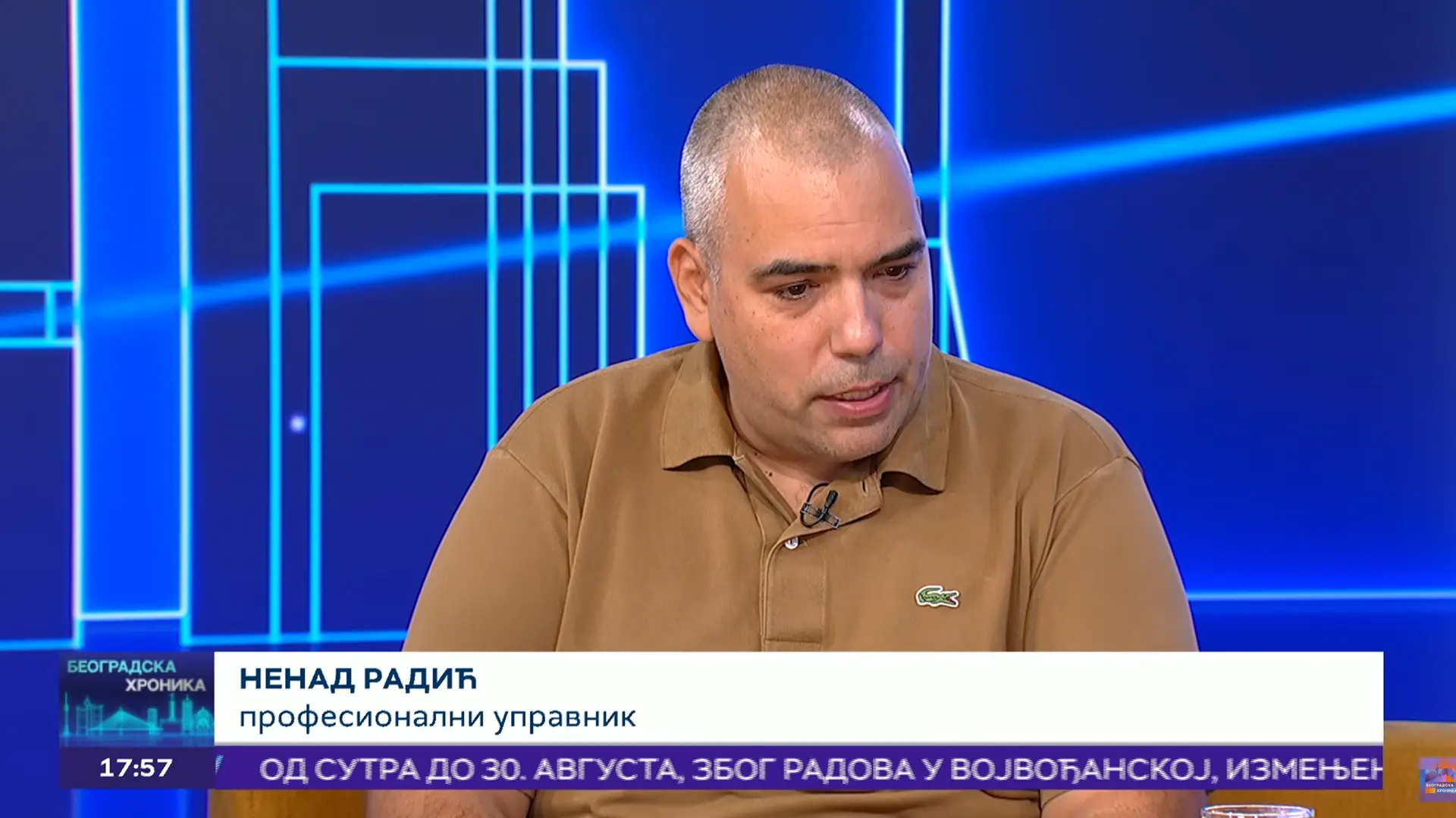 Nenad Radic Profesionalni upravnik gost RTS Beogradska hronika